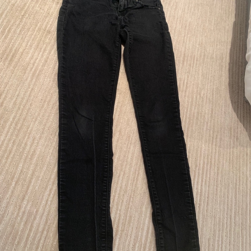 Black denim faded wash jeans
